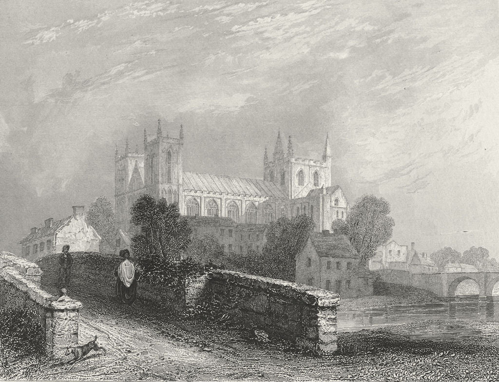 YORKS. Ripon Cathedral west view 1836 old antique vintage print picture